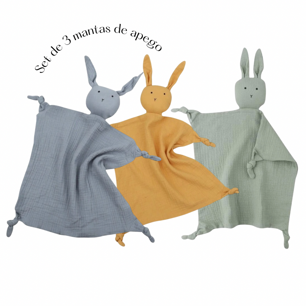 Set de 3 mantas de apego de conejos