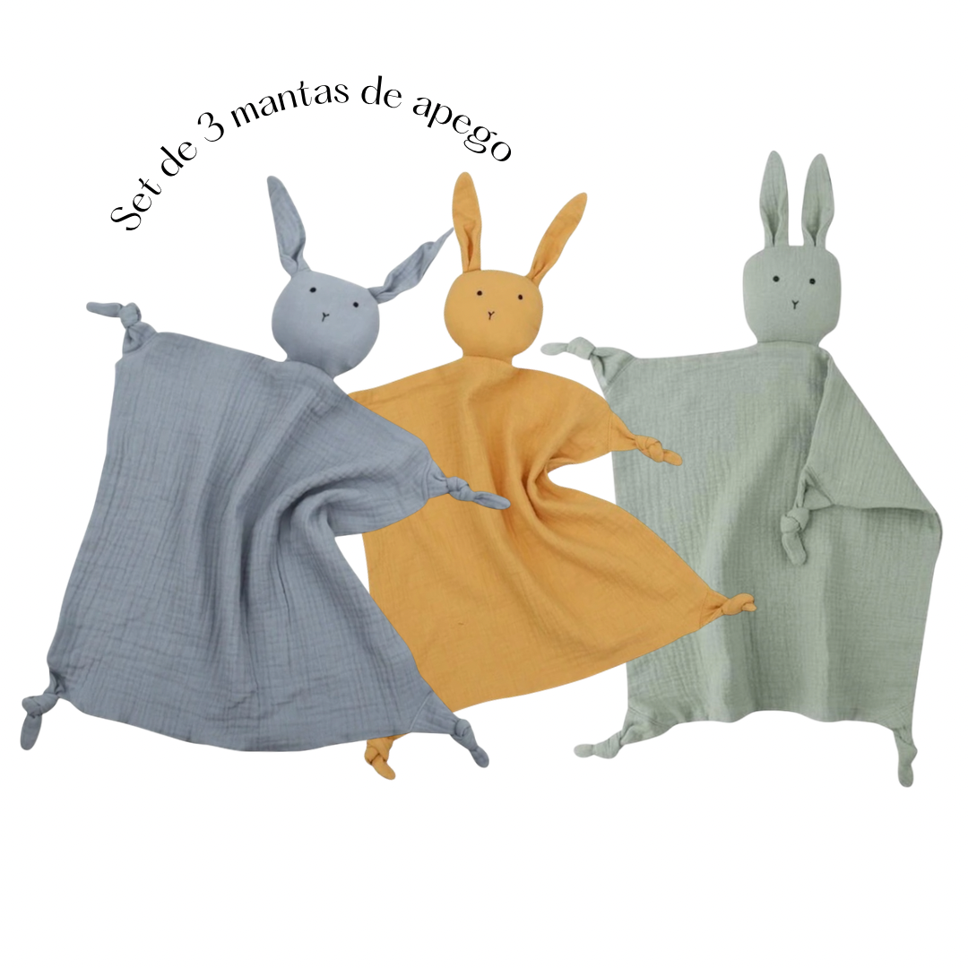 Set de 3 mantas de apego de conejos