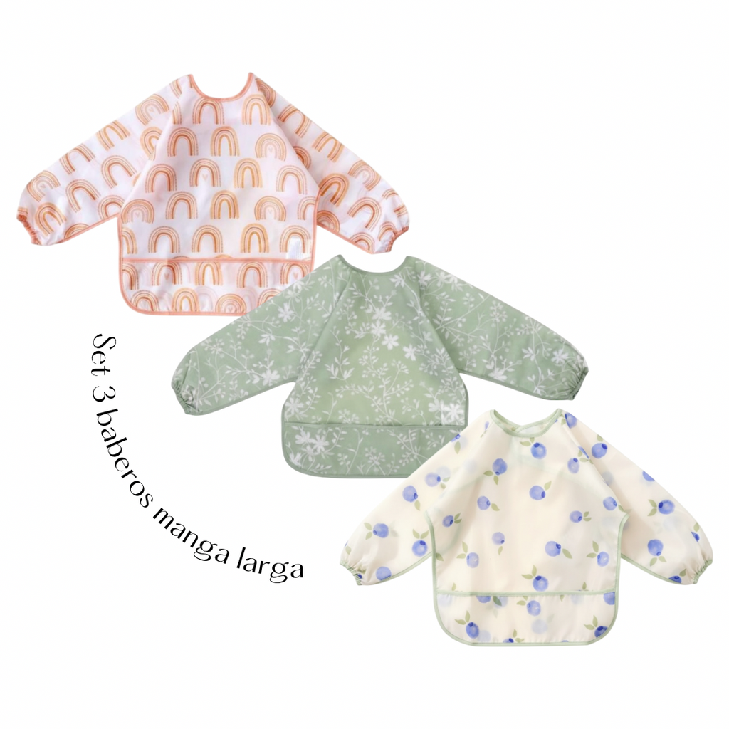 Set 3 baberos impermeables con mangas