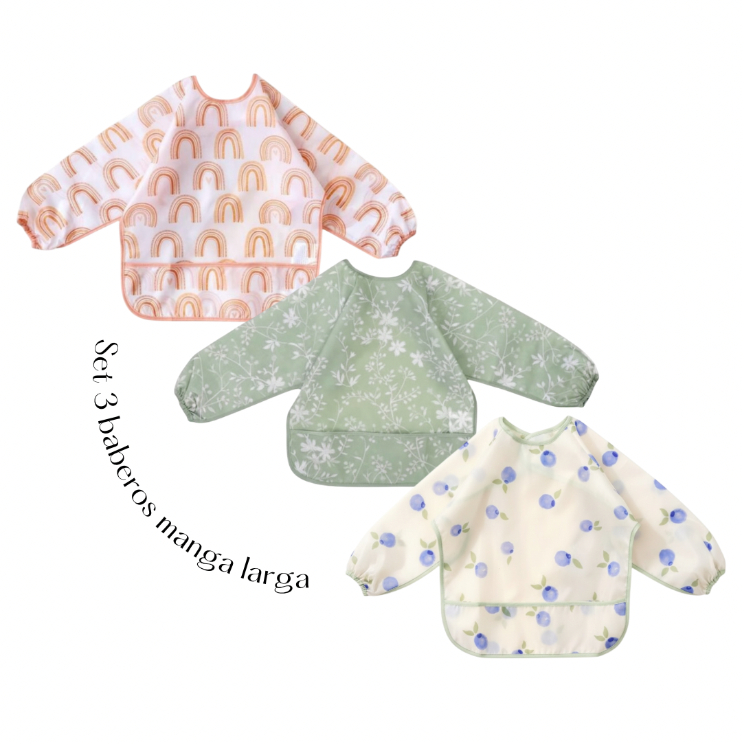 Set 3 baberos impermeables con mangas