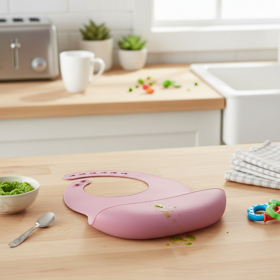 Babero entrenador de silicona ajustable