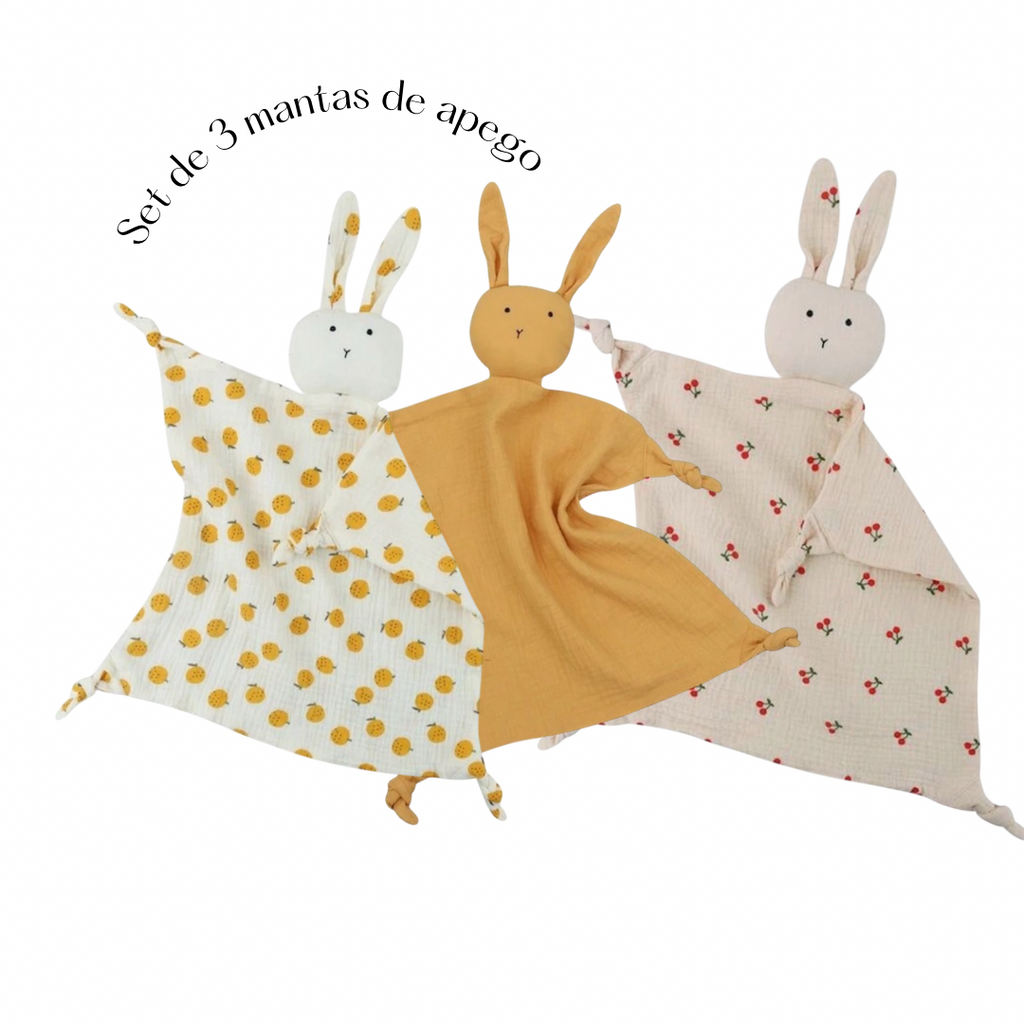 Set de 3 mantas de apego de conejos