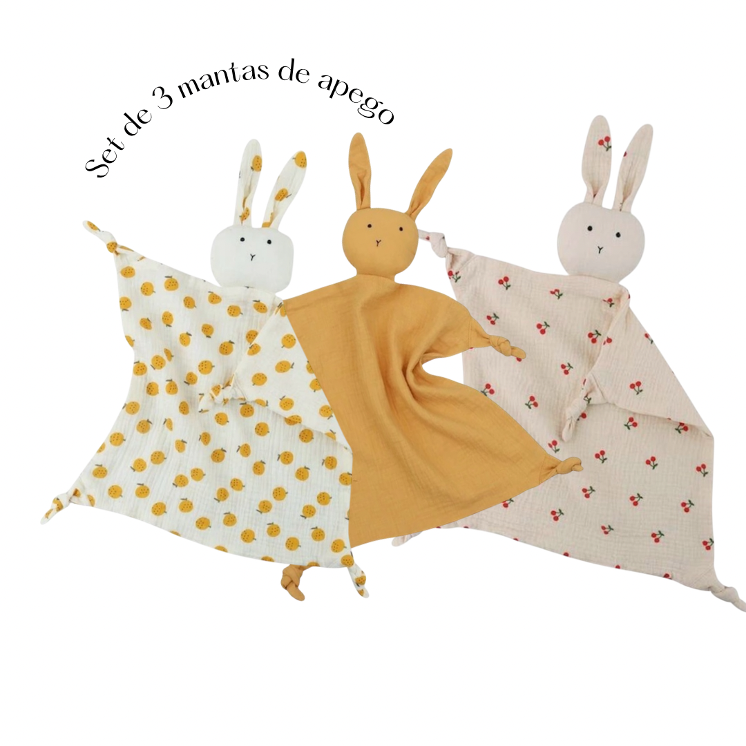 Set de 3 mantas de apego de conejos