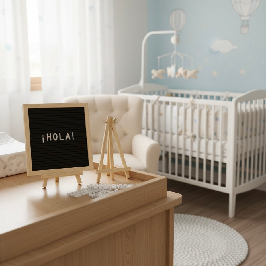 Message Board de Fieltro Negro con Letras Intercambiables