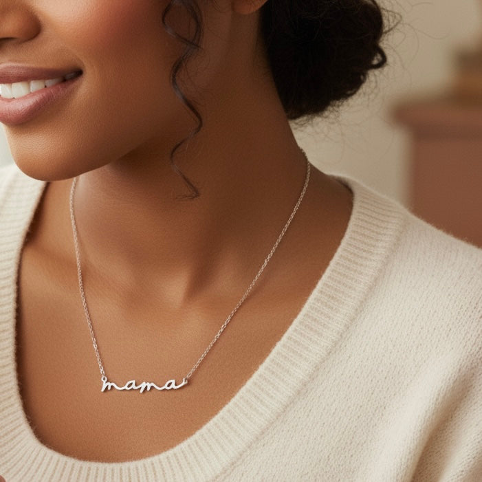 Collar mamá | Acero inoxidable plateado