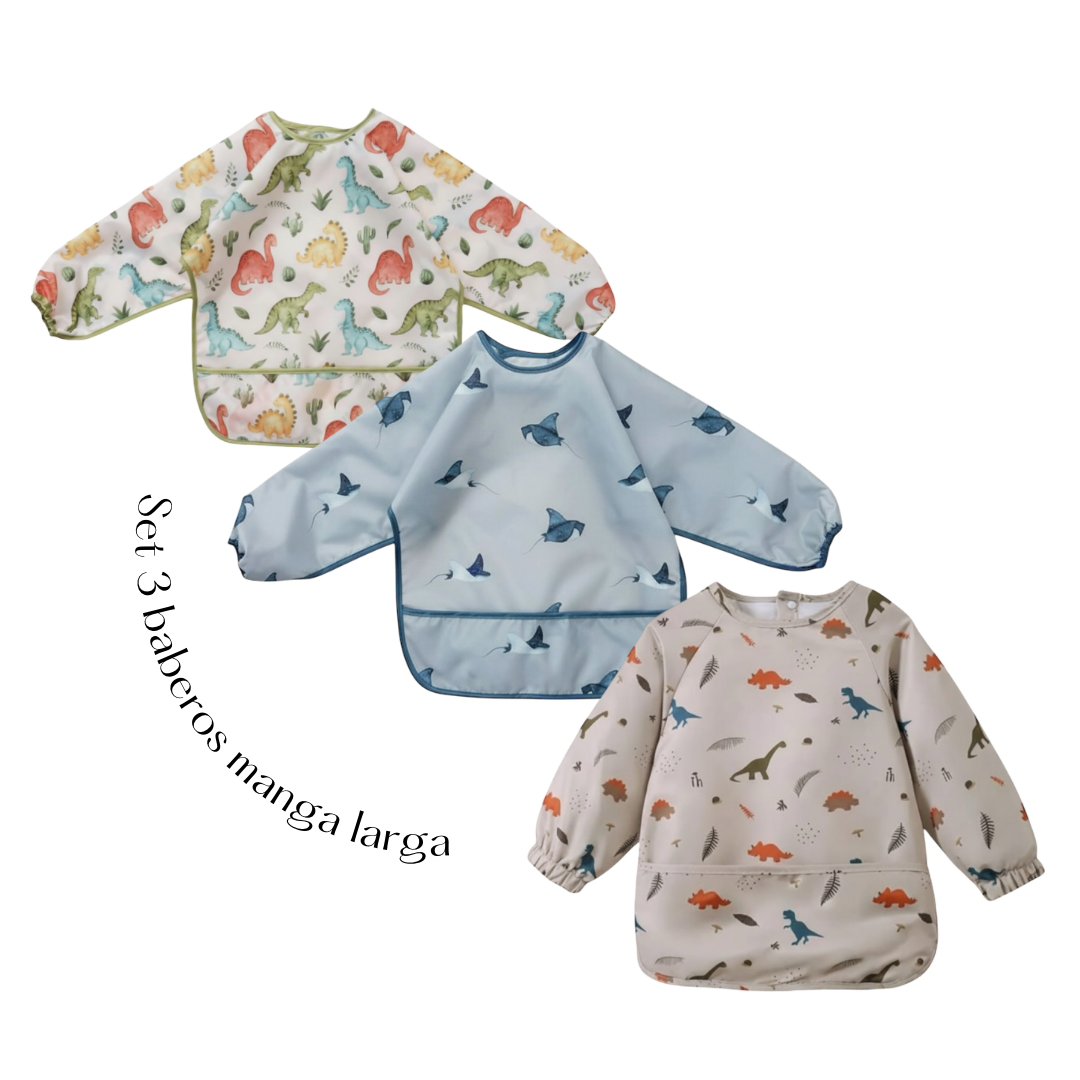 Set 3 baberos impermeables con mangas