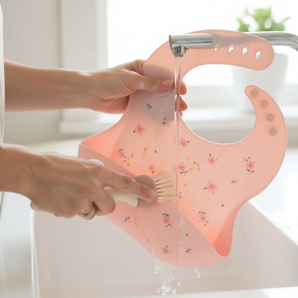 Babero entrenador de silicona ajustable