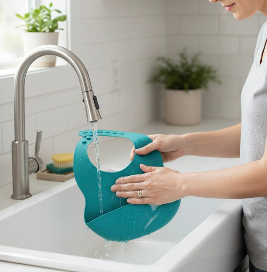 Babero entrenador de silicona ajustable